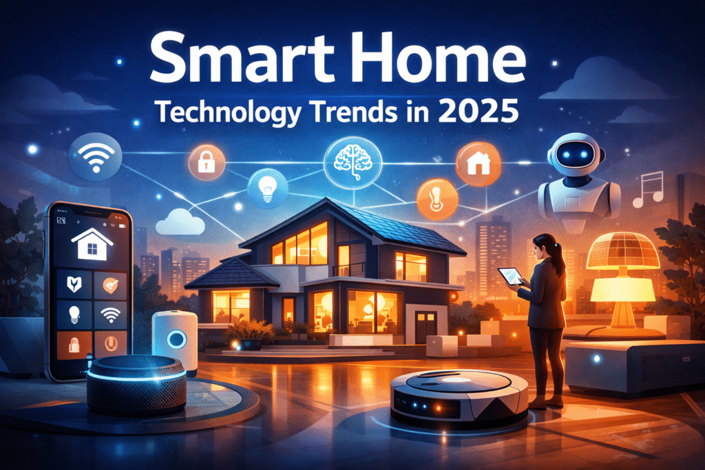 Smart home technology trends in 2025 highlighting AI-driven home automation and connected smart devices