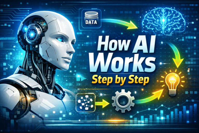 How AI works step by step in 2026 with data processing, machine learning, and smart decision making
